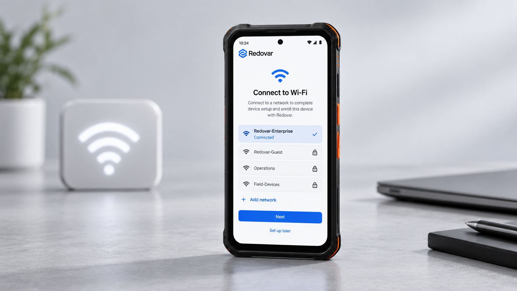 Redovar Device connected over Wi-Fi